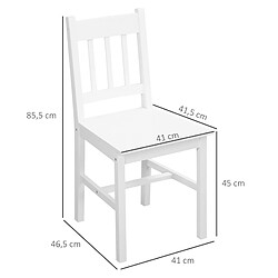 Avis STILVORA Chaise de salle à manger 41/46,5/85,5 cm blanche en bois dossier ouvert lot de 4
