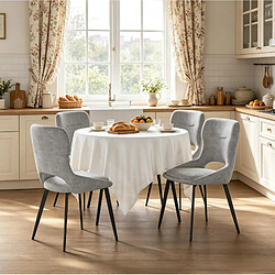 Avis STILVORA Chaise 43/40/86 cm gris en chenille et métal avec accoudoirs