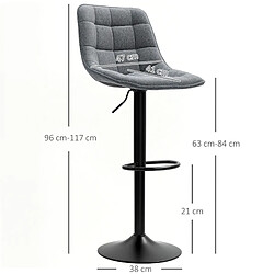 Avis STILVORA Lot de 2 tabourets de bar 63-84 cm gris foncé en polyester réglables pivotants