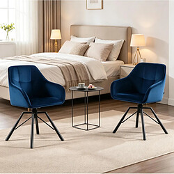 Avis STILVORA Chaise de salle à manger 58,5/54,5/82,5 cm bleue en velours avec assise pivotante