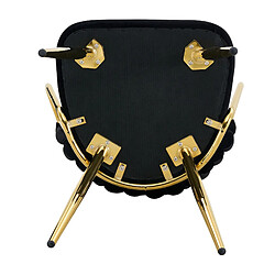 STILVORA Chaise de salle à manger 43/58/76 cm noir et or en velours avec dossier tressé pas cher