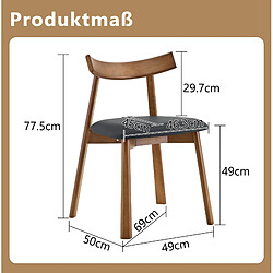 Acheter STILVORA 2 chaises de salle à manger 46,3/45/49 cm noires en bois d'hévéa ergonomiques