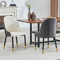 Avis STILVORA Lot de 2 chaises 47,3/44/91 cm blanc et gris foncé en métal et PU dossier éclair