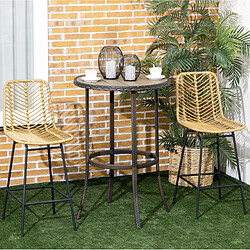 Avis STILVORA Tabourets de bar lot de 2 42,5/52/102 cm jaunes en rotin avec dossier