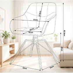Acheter STILVORA Chaise de salle à manger 58,5/54,5/82,5 cm bleue en velours avec assise pivotante