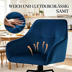 STILVORA Chaise de salle à manger 58,5/54,5/82,5 cm bleue en velours avec assise pivotante pas cher