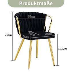 Acheter STILVORA Chaise de salle à manger 43/58/76 cm noir et or en velours avec dossier tressé