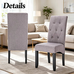 Avis STILVORA Chaise de salle à manger 47/42/107 cm gris clair en lin et bois massif dossier haut
