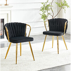 Avis STILVORA Chaise de salle à manger 43/58/76 cm noir et or en velours avec dossier tressé