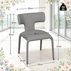 Acheter STILVORA Chaise de bureau 53/53/78 cm grise en similicuir avec dossier courbé lot de 2