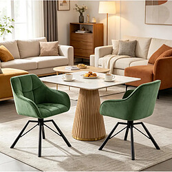 Avis STILVORA Chaise de salle à manger 58,5/54,5/82,5 cm vert foncé en velours pivotante