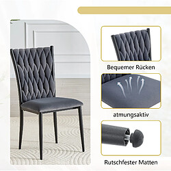 STILVORA Chaise de salle à manger gris foncé en velours avec dossier tressé et pieds métal pas cher