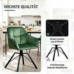 STILVORA Chaise de salle à manger 58,5/54,5/82,5 cm vert foncé en velours pivotante pas cher