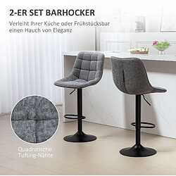 STILVORA Lot de 2 tabourets de bar 63-84 cm gris foncé en polyester réglables pivotants pas cher