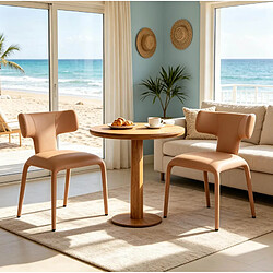 Avis STILVORA Lot de 2 chaises de bureau 53/53/78 cm brun clair en simili cuir avec roulettes