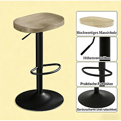 STILVORA Tabouret de bar 41,5/31,5/60-81 cm gris clair en métal et bois massif pivotant pas cher