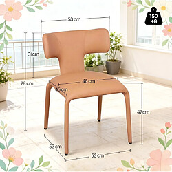 Acheter STILVORA Lot de 2 chaises de bureau 53/53/78 cm brun clair en simili cuir avec roulettes