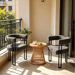 Avis STILVORA Chaise de salle à manger 61,5/51,5/72 cm gris foncé en chenille avec accoudoirs