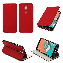 XEPTIO Étui Asus Zenfone 5 LITE - Rouge Étui en PU Slim avec stand - Coque de protection pour Zenfone 5 Lite (2018)