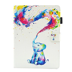 Etui PU Support Apple iPad 10.2 - Motif Éléphant Etui tablette - Réveil/veille auto - Porte-cartes - Support - PU