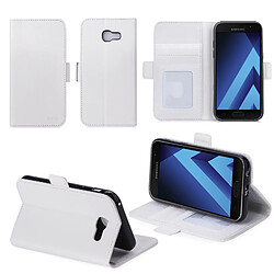 Xeptio Housse Samsung Galaxy A5 2017 - Blanche Housse portefeuille luxe en cuir PU - Stand intégré - Porte-cartes
