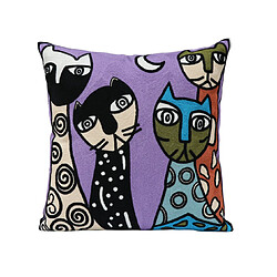 Taies d'oreiller avec motif broderie - Violet