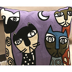 Taies d'oreiller avec motif broderie - Violet