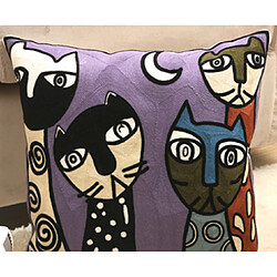 Avis Taies d'oreiller avec motif broderie - Violet
