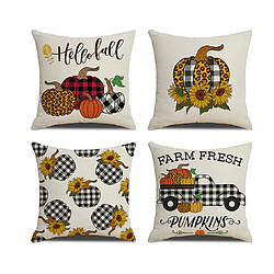 4PCS Taie d'oreiller Citrouille