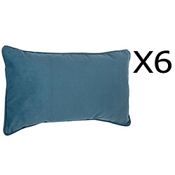 Lot de 6 coussins rectangulaires pegane - 100% polyester Bleu