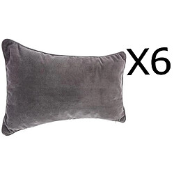 Pegane Lot de 6 Coussins Rectangulaires Gris Foncé