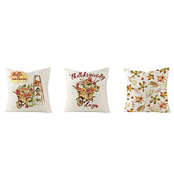 3PCS Taie d'Oreiller Feuilles Thanksgiving 45x45cm