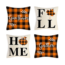 4PCS Thanksgiving Maple Feuille Motif Taie d'Oreiller - 45 x 45 cm
