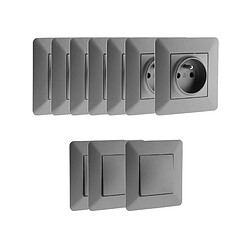 Zenitech Lot de 7 Prises et 3 Va-et-Vient Artezo - Titanium