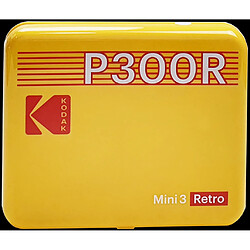 Kodak Mini Retro 2 P300 - Jaune Mini imprimante photo - Bluetooth - Format carré 7,6 x 7,6 cm - Sublimation Thermique 4Pass - 8 photos incluses