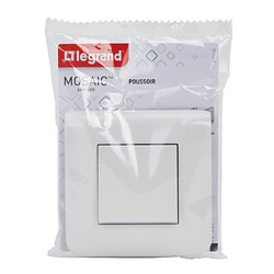 Legrand Mosaic poussoir - Blanc Bouton poussoir encastré pour appareillage Mosaic - 6 A - IP20 - Bornes à vis - Plaque incluse