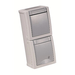 Interrupteur + prise IP54 Pacific - Gris