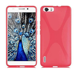 Cadorabo Coque Honor 6 PLUS - Rouge cerise Coque TPU design X-Line - Protection fine - Accès libre aux fonctions