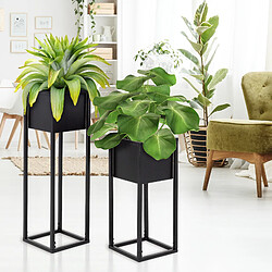 ECD Germany Lot de 2 supports plantes, noir pas cher