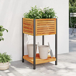 vidaXL Jardinière et étagère 45x45x80 cm - Bois d'acacia Jardinière avec étagère intégrée - Matériaux de qualité pour durabilité