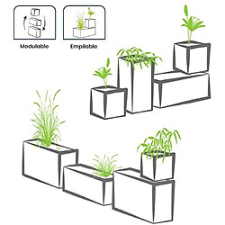 EDA Plastiques EDA Jardinière Graphit - Gris anthracite 49,5x49,5x49,5 cm pas cher