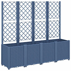 vidaXL Jardinière avec treillis bleu gris 160x40x140 cm