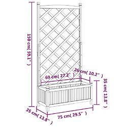 vidaXL Jardinière avec treillis bois de sapin 75x35x150 cm pas cher