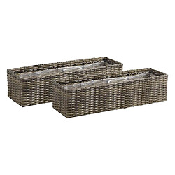 Aubry Gaspard Jardinière rectangulaire en rotin synthétique (Lot de 2).