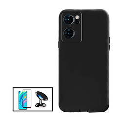 Phonecare Oppo Find X5 Lite - Noir Kit protection 5D - Coque silicone liquide - Support voiture magnétique