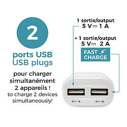 Acheter Paris Prix Prise secteur double USB - Blanc