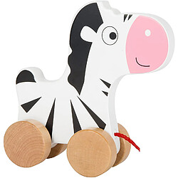 Small foot jouet à tirer zèbre - blanc noir rose