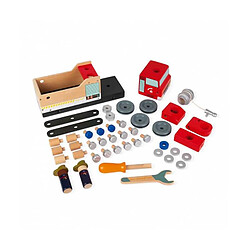 Juratoys-janod Camion pompier Brico Kids - Rouge bois pas cher