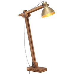 vidaXL Lampadaire en Bois de Manguier - Laiton