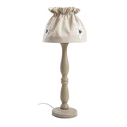 Aubry Gaspard Lampe à poser en bois et coton écru. Lampe à poser en bois et coton écru